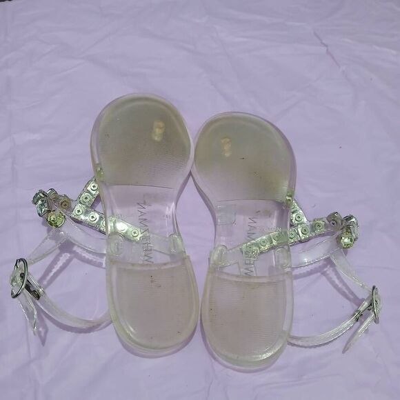 Stuart weitzman womens size 7 clear strong jelly bean  sandals embellished - Picture 5 of 6